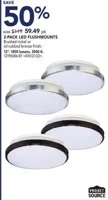 Lowe's 2-pack led flushmounts 12 1800 lumens, 3000-k offer