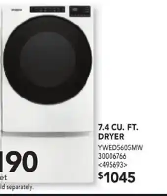 Lowe's Whirlpool 7.4 cu. ft. dryer offer