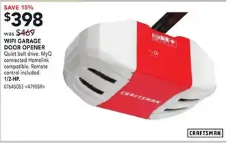 Lowe's Craftsman wifi garage door opener offer