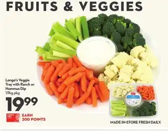 Longo's Longo's veggie tray with ranch or hummus dip offer