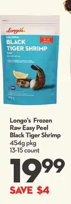 Longo's Longo's frozen raw easy peel black tiger shrimp offer