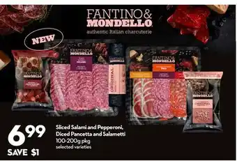 Longo's Sliced salami and pepperoni, diced pancetta and salametti offer