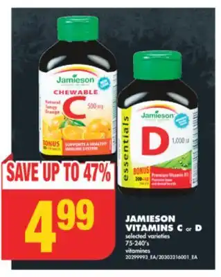No Frills Jamieson vitamins c or d, 75-240's offer