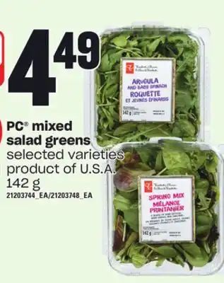 Loblaws Pc mixed salad greens, 142 g offer