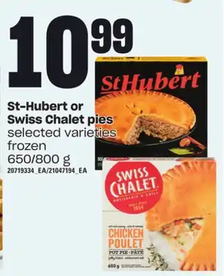 Loblaws St-hubert or swiss chalet pies, 650/800 g offer