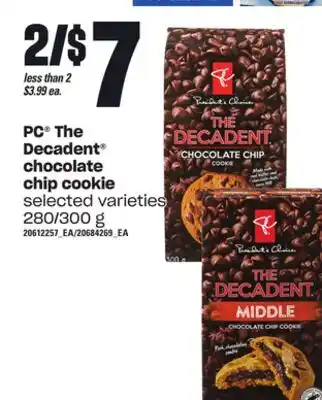 Loblaws Pc the decadent chocolate chip cookie, 280/300 g offer