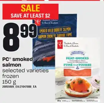 Loblaws Pc smoked salmon, 150 g offer