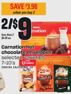 Loblaws Carnation hot chocolate envelopes, 7-10's offer