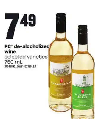 Loblaws Pc de-alcoholized wine, 750 ml offer