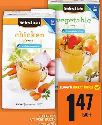 Food Basics Selection fat free broth offer