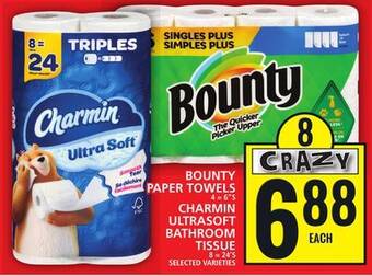 Food Basics Bounty paper towels or charmin ultrasoft bathroom tissue offer