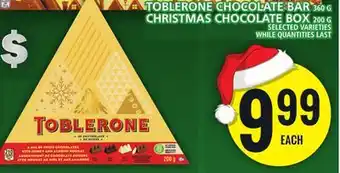 Food Basics Toblerone chocolate bar or christmas chocolate box offer