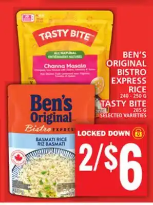 Food Basics Ben's original bistro express rice 240 - 250 g tasty bite 285 g offer