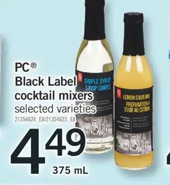 Fortinos Pc black label cocktail mixers, 375 ml offer