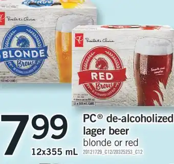 Fortinos Pc de-alcoholized lager beer, 12x355 ml offer