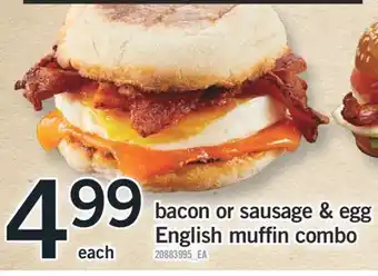 Fortinos Bacon or sausage & egg english muffin combo offer
