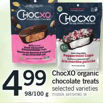 Fortinos Chocxo organic chocolate treats, 98/100 g offer