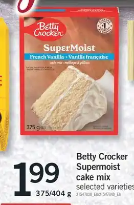 Fortinos Betty crocker supermoist cake mix, 375/404 g offer