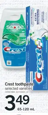 Fortinos Crest toothpaste offer