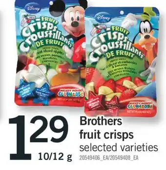 Fortinos Brothers fruit crisps, 10/12 g offer