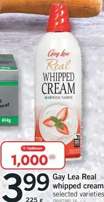 Fortinos Gay lea real whipped cream, 225 g offer