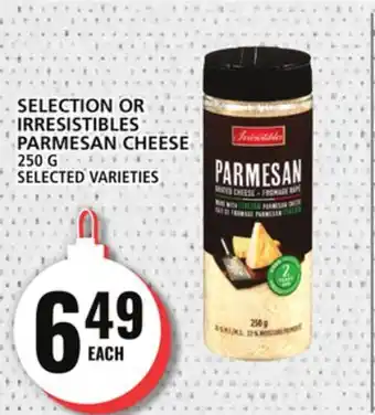 Food Basics Selection or irresistibles parmesan cheese offer