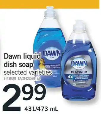 Fortinos Dawn liquid dish soap offer