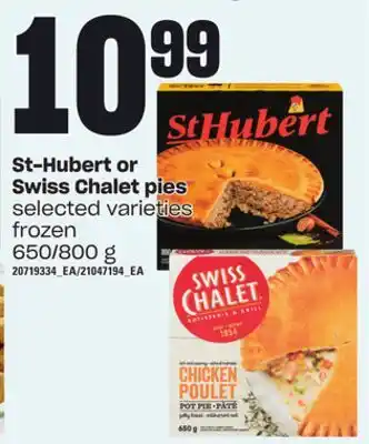 Independent Grocer St-hubert or swiss chalet pies, 650/800 g offer