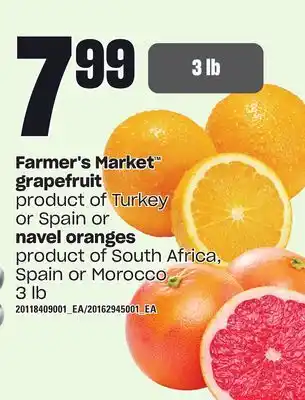 Independent Grocer Farmer's market grapefruit or navel oranges, 3 lb offer