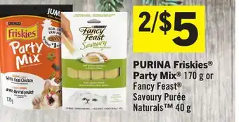 Foodland Purina friskies party mix 170 g or fancy feast savoury purée naturals 40 g offer