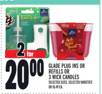 Metro Glade plug ins or refills or 3 wick candles offer