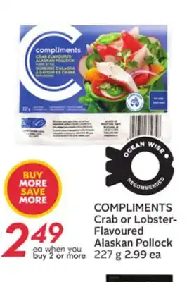 Sobeys Crab or lobster-flavoured alaskan pollock offer