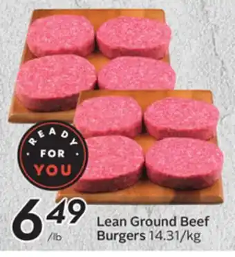 Sobeys Lean ground beef burgers offer