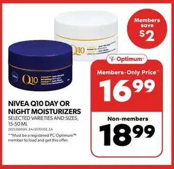 Real Canadian Superstore Nivea q10 day or night moisturizers, 15-50 ml offer