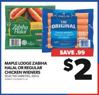 Real Canadian Superstore Maple lodge zabiha halal or regular chicken wieners, 450 g offer