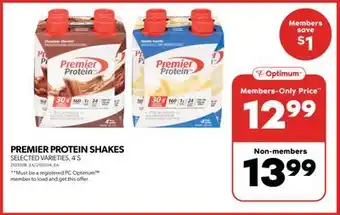 Real Canadian Superstore Premier protein shakes, 4's offer
