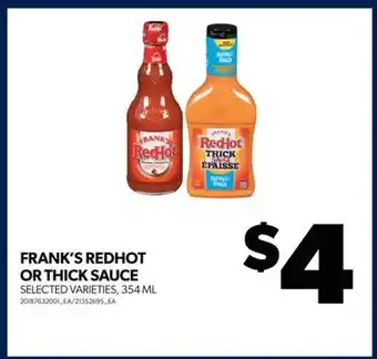 Real Canadian Superstore Frank's redhot or thick sauce, 354 ml offer