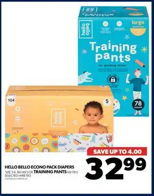 Real Canadian Superstore Hello bello econo pack diapers size, 3-6, 80-140's or training, pants 69/78's offer