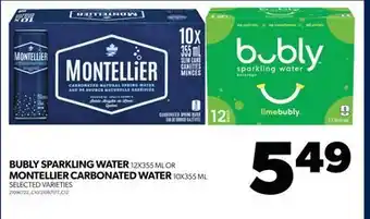 Real Canadian Superstore Bubly sparkling water, 12x355 ml or montellier carbonated water, 10x355 ml offer