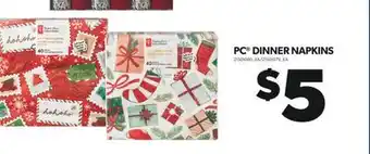 Real Canadian Superstore Pc dinner napkins offer