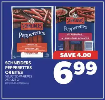 Real Canadian Superstore Schneiders pepperettes or bites, 250-375 g offer