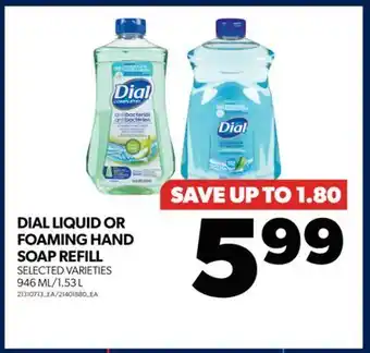 Real Canadian Superstore Dial liquid or foaming hand soap refill, 946 ml/1.53 l offer