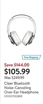 Walmart Cleer bluetooth noise-canceling over-ear headphone offer