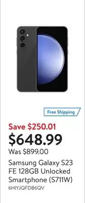 Walmart Samsung galaxy s23 fe 128gb unlocked smartphone (s711w) offer