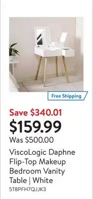 Walmart Viscologic daphne flip-top makeup bedroom vanity table | white offer