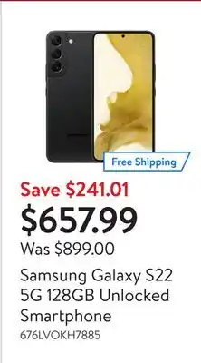 Walmart Samsung galaxy s22 5g 128gb unlocked smartphone offer