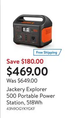 Walmart Jackery explorer 500 portable power station, 518wh offer