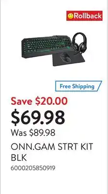Walmart Onn.gam strt kit blk offer