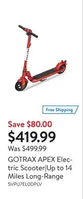 Walmart Gotrax apex electric scooter|up to 14 miles long-range offer