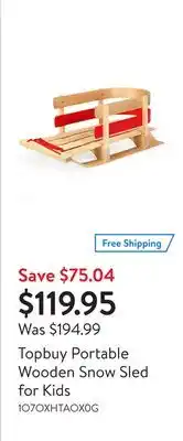 Walmart Topbuy portable wooden snow sled for kids offer